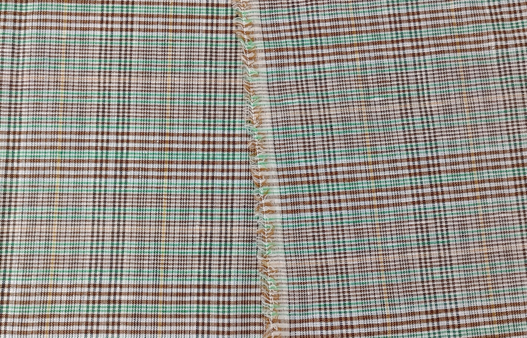 Green Linen-Polyester PU Stretch Plaid Fabric