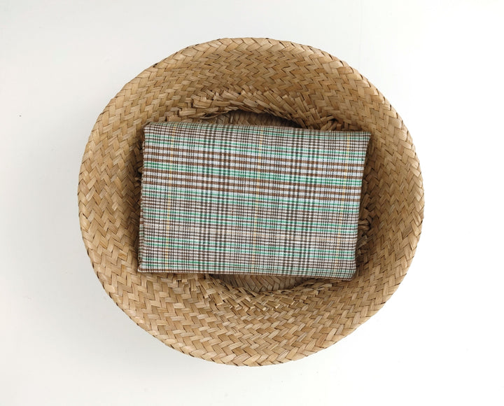 Green Linen-Polyester PU Stretch Plaid Fabric