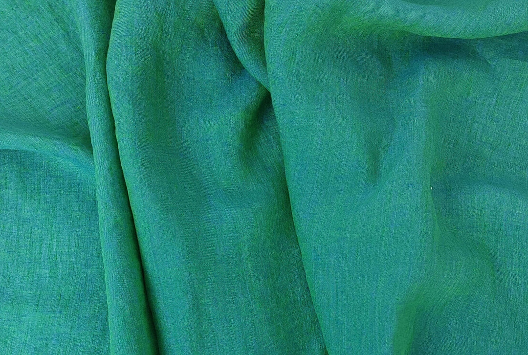 Lightweight 100% Linen Fabric - Green, 21s High-Twist Yarn, Two-Tone Effect 7929