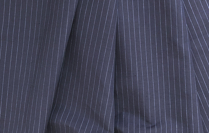 Navy Linen-Cotton Fabric with White Pin stripes 7955