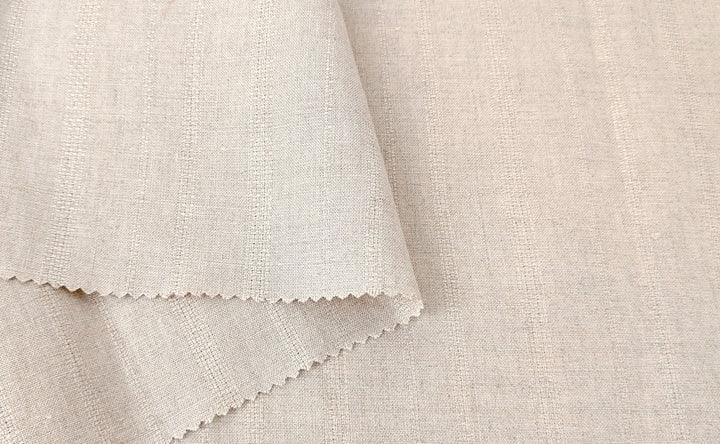 100% Linen Dobby Stripe Fabric – Natural Color, Medium Weight 876