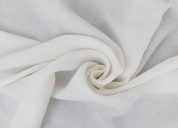 White Linen-Nylon-Rayon Dobby Weave Fabric: Subtle Wrinkle and Stripe Pattern 4280