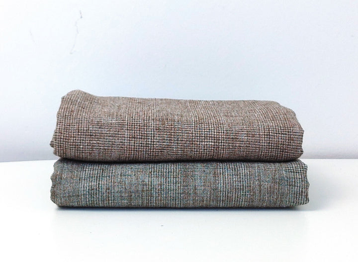 Linen-Polyester Blend Melange Glen Plaid Fabric 7673 7674