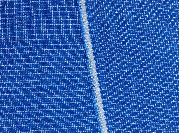 Blue 100% Linen Fabric: Viking Age Hedeby Windowpane Pattern 7958