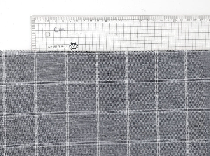 Classic Windowpane Linen-Cotton Twill Fabric – Light to Medium Weight 3185 3247
