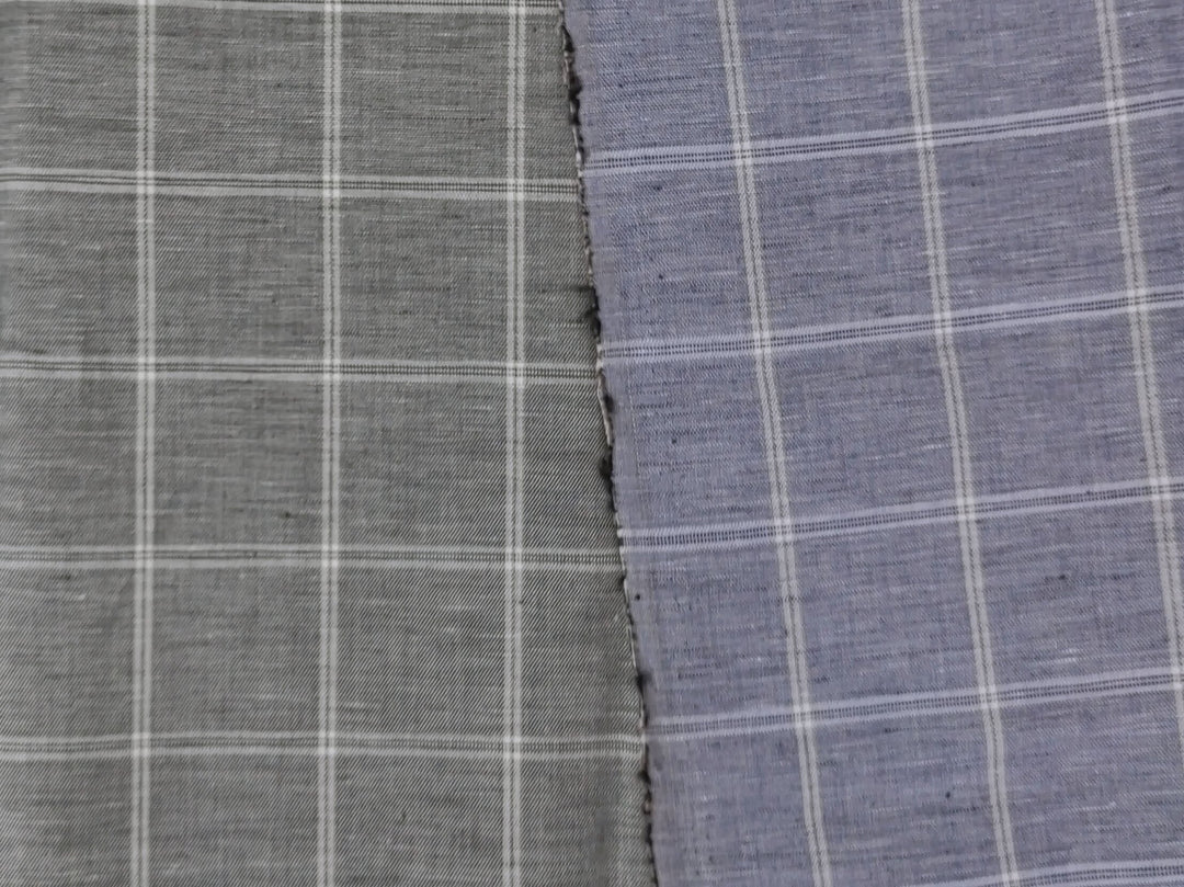Classic Windowpane Linen-Cotton Twill Fabric – Light to Medium Weight 3185 3247