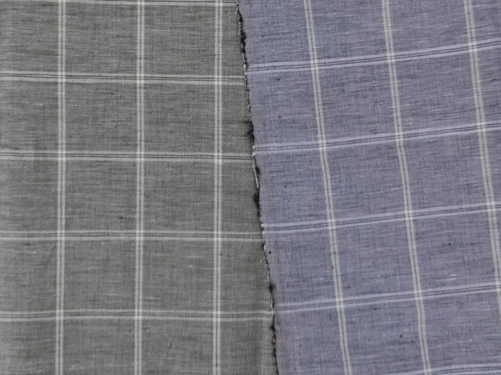 Classic Windowpane Linen-Cotton Twill Fabric – Light to Medium Weight 3185 3247