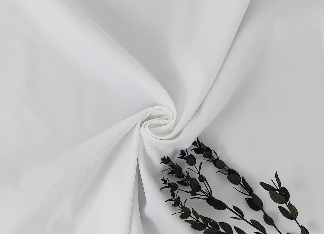 100% Polyester Twill Fabric – White, Subtle Stretch 2245