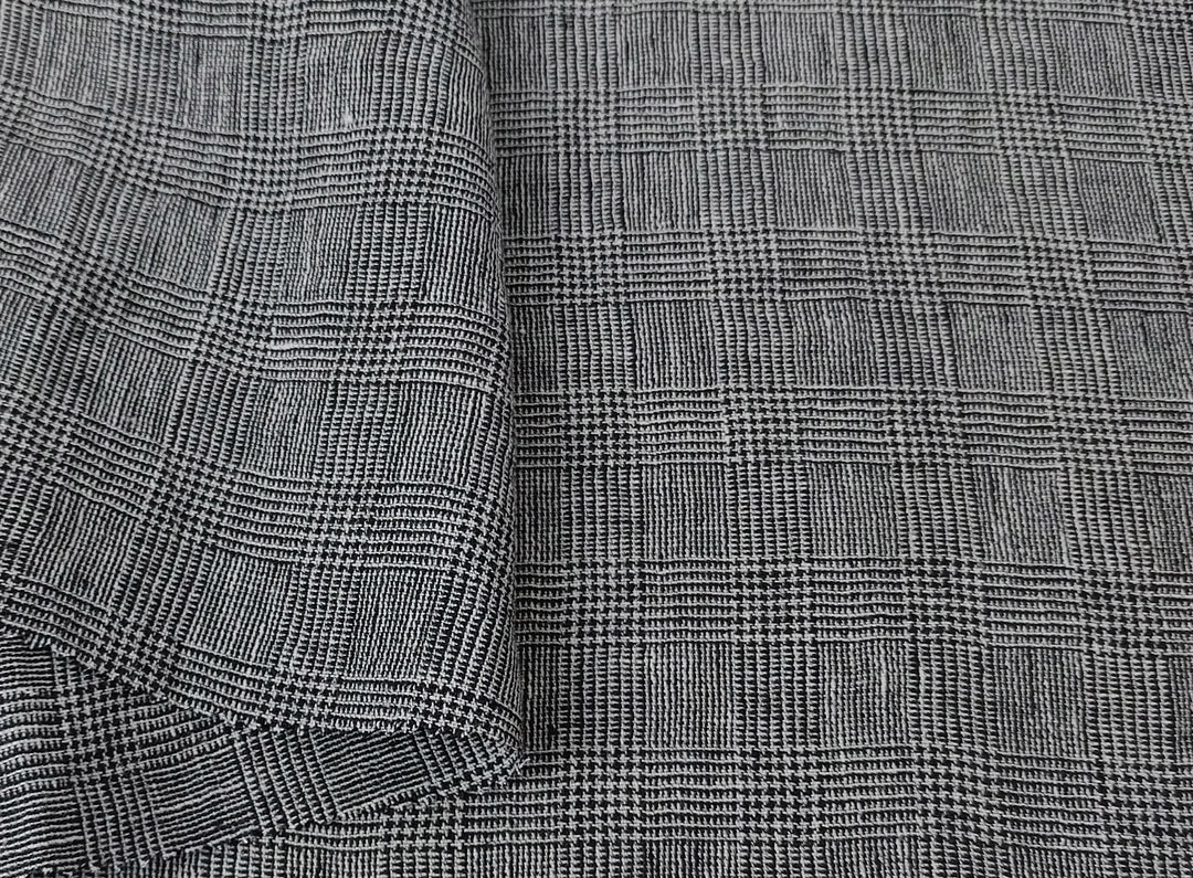Linen Blend Fabric High Twisted Yarn Navy Glen Plaid Medium Weight 7077 7839 7078 7563 8330
