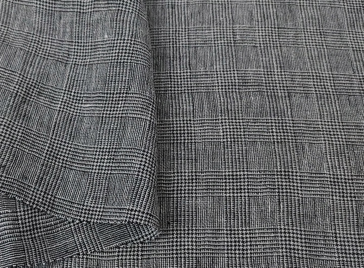 Linen Blend Fabric High Twisted Yarn Navy Glen Plaid Medium Weight 7077 7839 7078 7563 8330