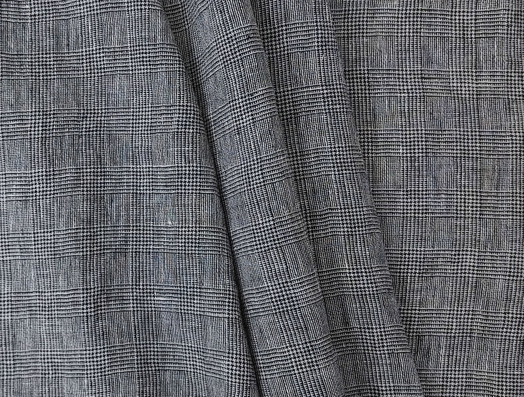 Linen Blend Fabric High Twisted Yarn Navy Glen Plaid Medium Weight 7077 7839 7078 7563 8330
