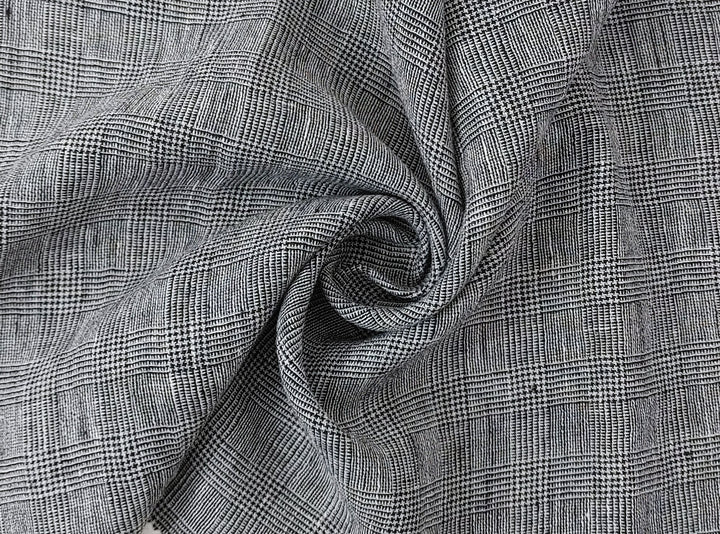 Linen Blend Fabric High Twisted Yarn Navy Glen Plaid Medium Weight 7077 7839 7078 7563 8330