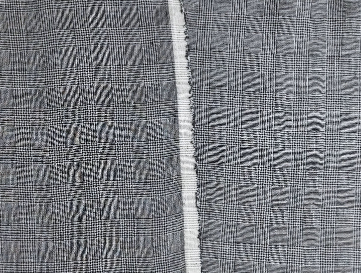 Linen Blend Fabric High Twisted Yarn Navy Glen Plaid Medium Weight 7077 7839 7078 7563 8330