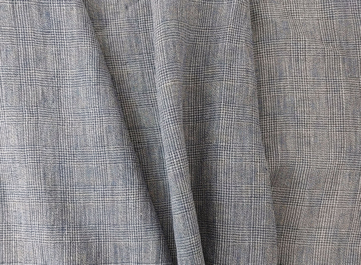 Linen Blend Fabric High Twisted Yarn Navy Glen Plaid Medium Weight 7077 7839 7078 7563 8330