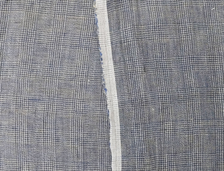 Linen Blend Fabric High Twisted Yarn Navy Glen Plaid Medium Weight 7077 7839 7078 7563 8330