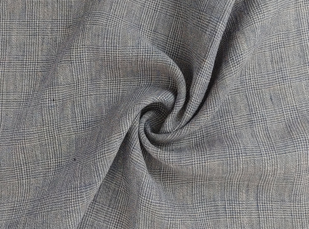Linen Blend Fabric High Twisted Yarn Navy Glen Plaid Medium Weight 7077 7839 7078 7563 8330