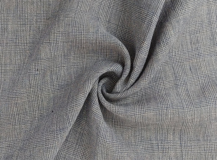 Linen Blend Fabric High Twisted Yarn Navy Glen Plaid Medium Weight 7077 7839 7078 7563 8330