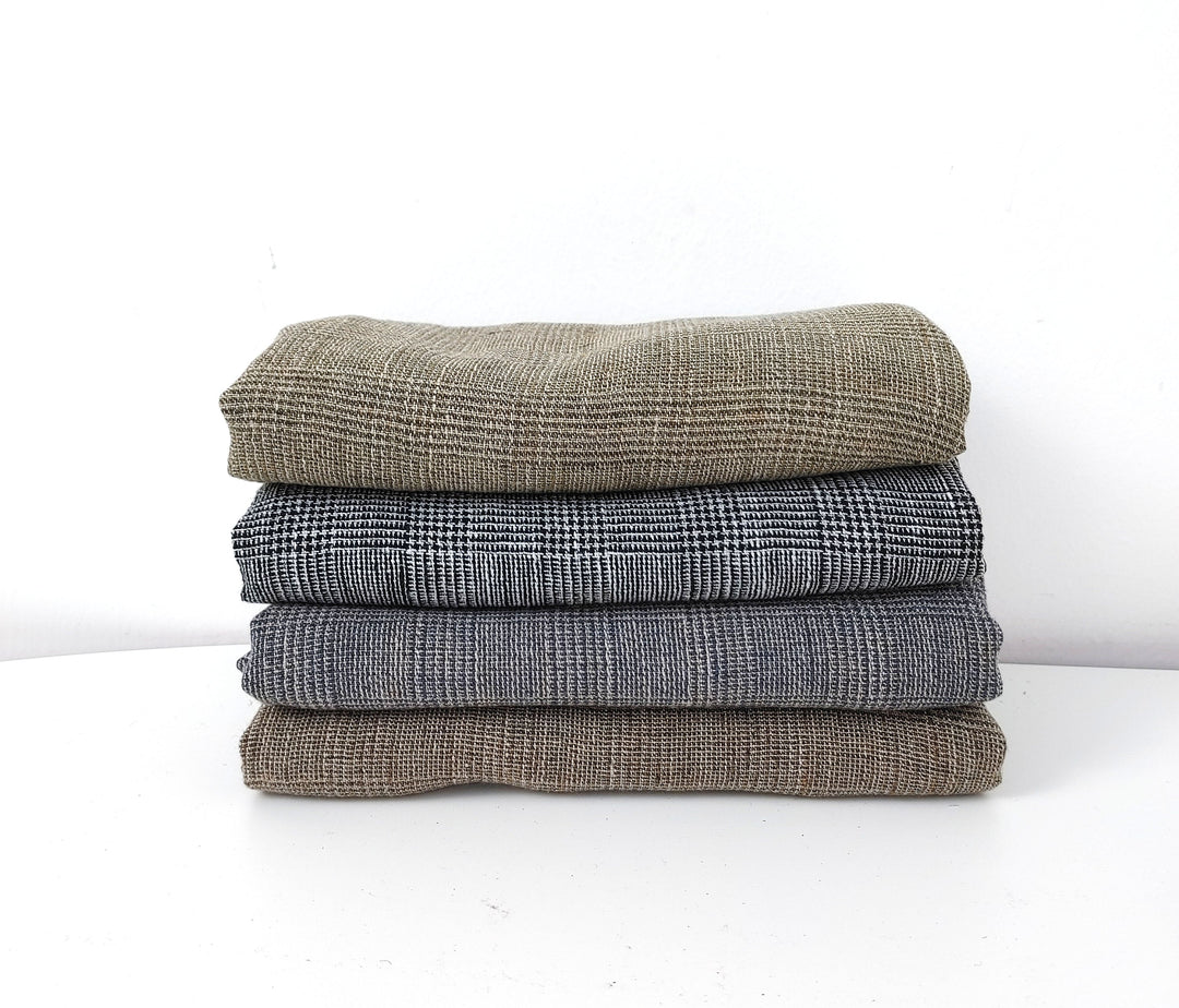 Linen Blend Fabric High Twisted Yarn Navy Glen Plaid Medium Weight 7077 7839 7078 7563 8330