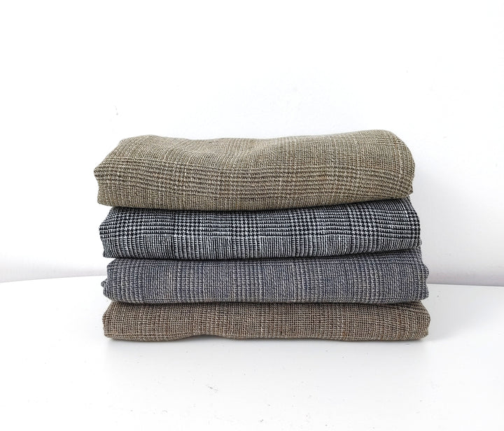 Linen Blend Fabric High Twisted Yarn Navy Glen Plaid Medium Weight 7077 7839 7078 7563 8330