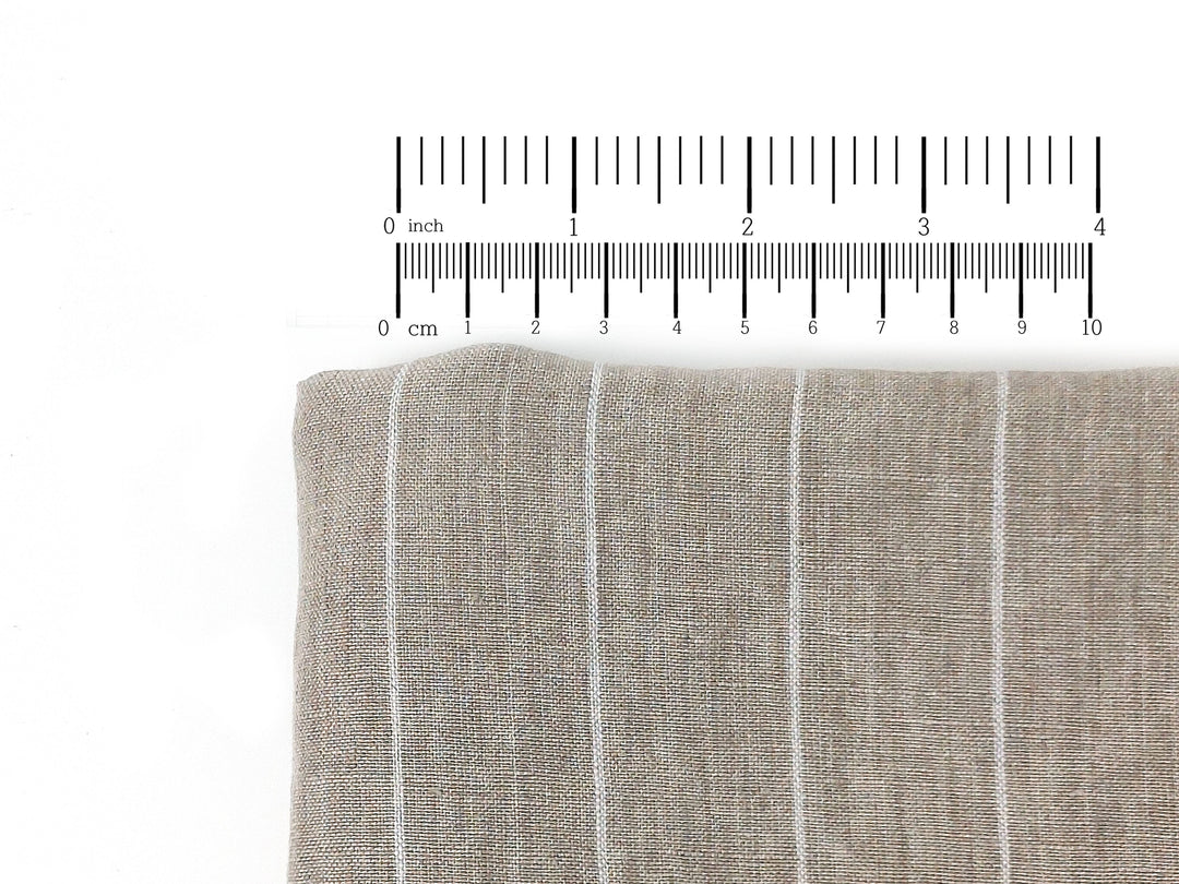 100% Linen Fabric - Natural with White Pin Stripes, Medium Weight, Soft Touch 7975