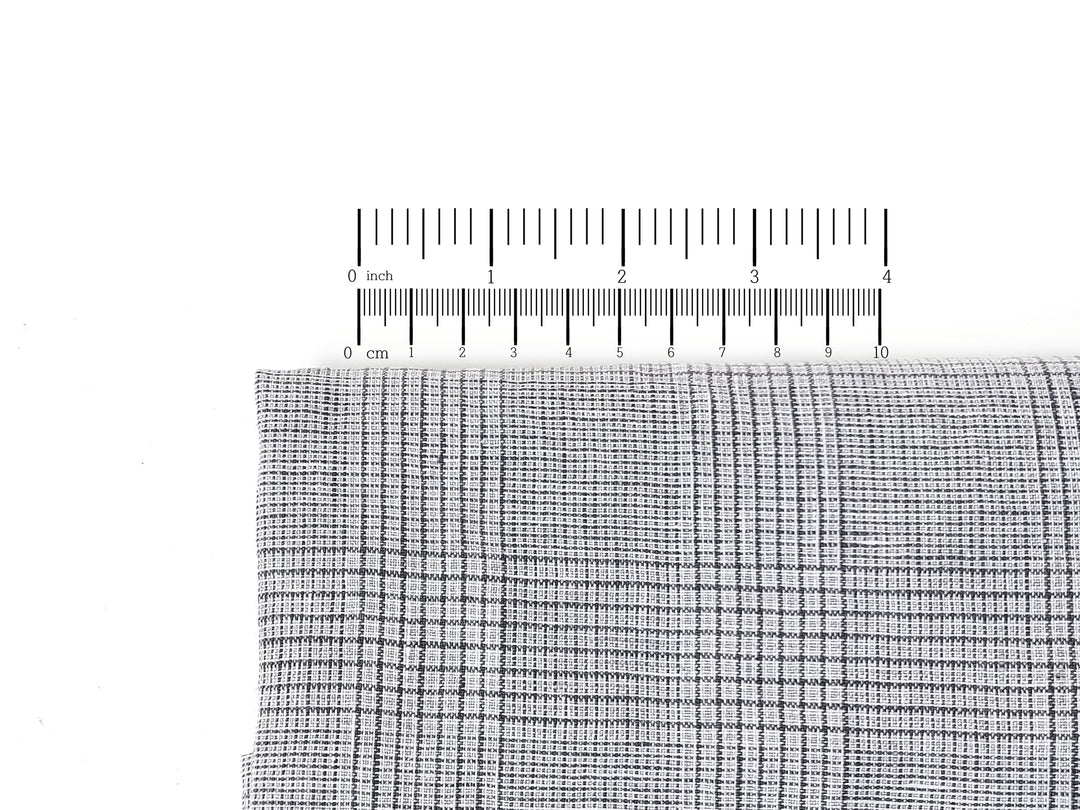 Grey Houndstooth Glen Plaid Linen Fabric – 100% Linen 8046 8500