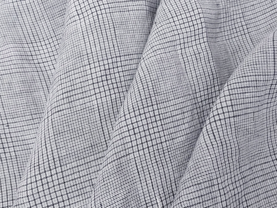 Grey Houndstooth Glen Plaid Linen Fabric – 100% Linen 8046 8500