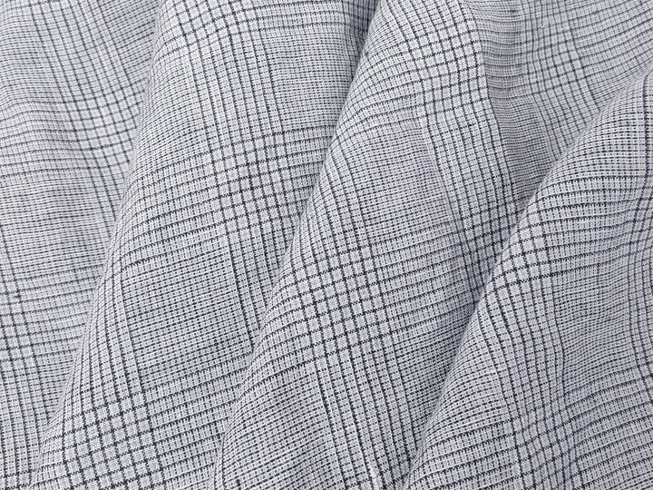 Grey Houndstooth Glen Plaid Linen Fabric – 100% Linen 8046 8500