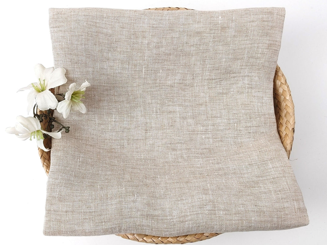 100% Linen Soft&Crisp Fabric 21s Vintage Chambray Beige 8039