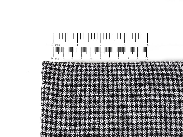 White & Black Gingham Check Linen-Polyester Fabric | Twill Weave, Pre-Washed 8068