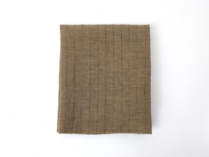 100% Linen Fabric with Dark Grey Pinstripes - Soft and Textured 8047