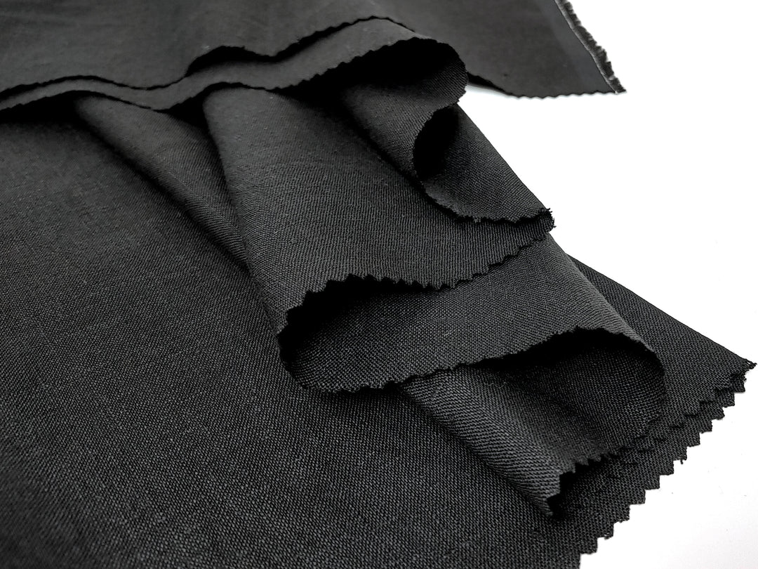 Black 100% Linen Fabric – Light-Medium Weight, Soft Touch 90003