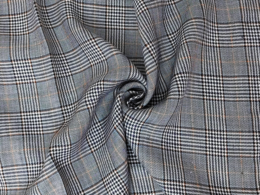 Linen Rayon 4 color Glen Plaid Fabric (6612)