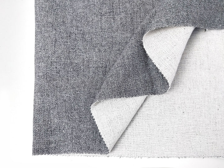 Double-Face Fabric: Grey Linen-Polyester Blend Front with Ivory Cotton Back 8090