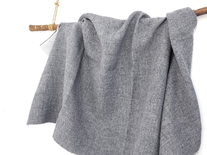 Double-Face Fabric: Grey Linen-Polyester Blend Front with Ivory Cotton Back 8090