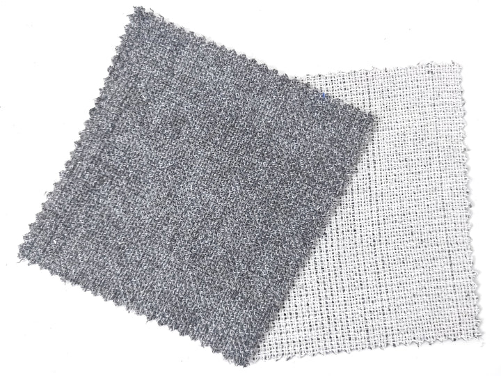 Double-Face Fabric: Grey Linen-Polyester Blend Front with Ivory Cotton Back 8090