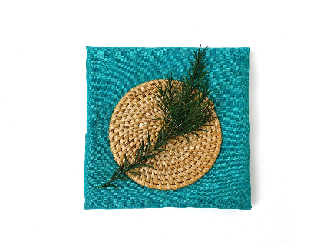 100% Linen Green Chambray Fabric – Lightweight, Soft 3971