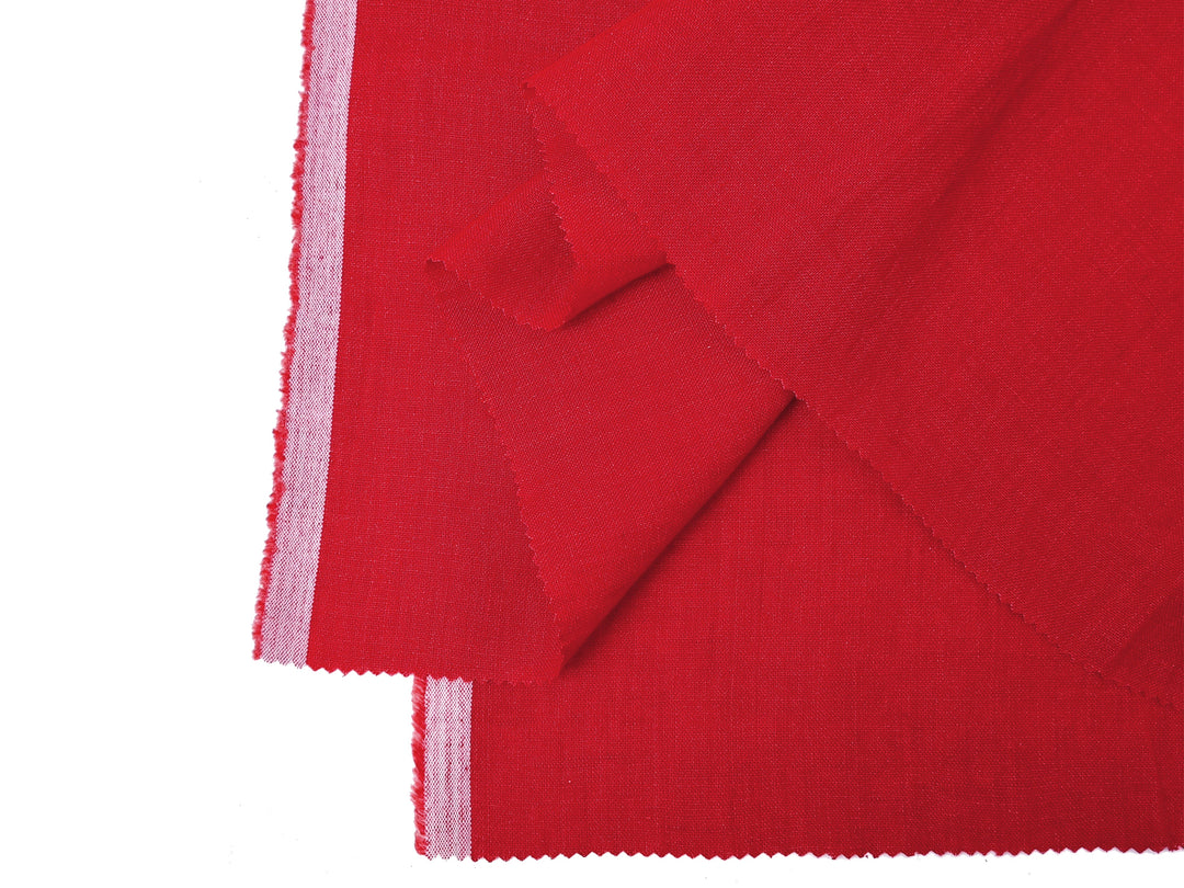 Delave Vintage Dyed 100% Linen Fabric – Medium to Heavyweight, Soft Finish  Red 7491