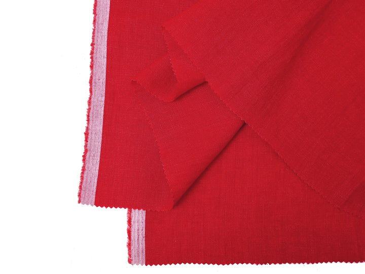 Delave Vintage Dyed 100% Linen Fabric – Medium to Heavyweight, Soft Finish  Red 7491
