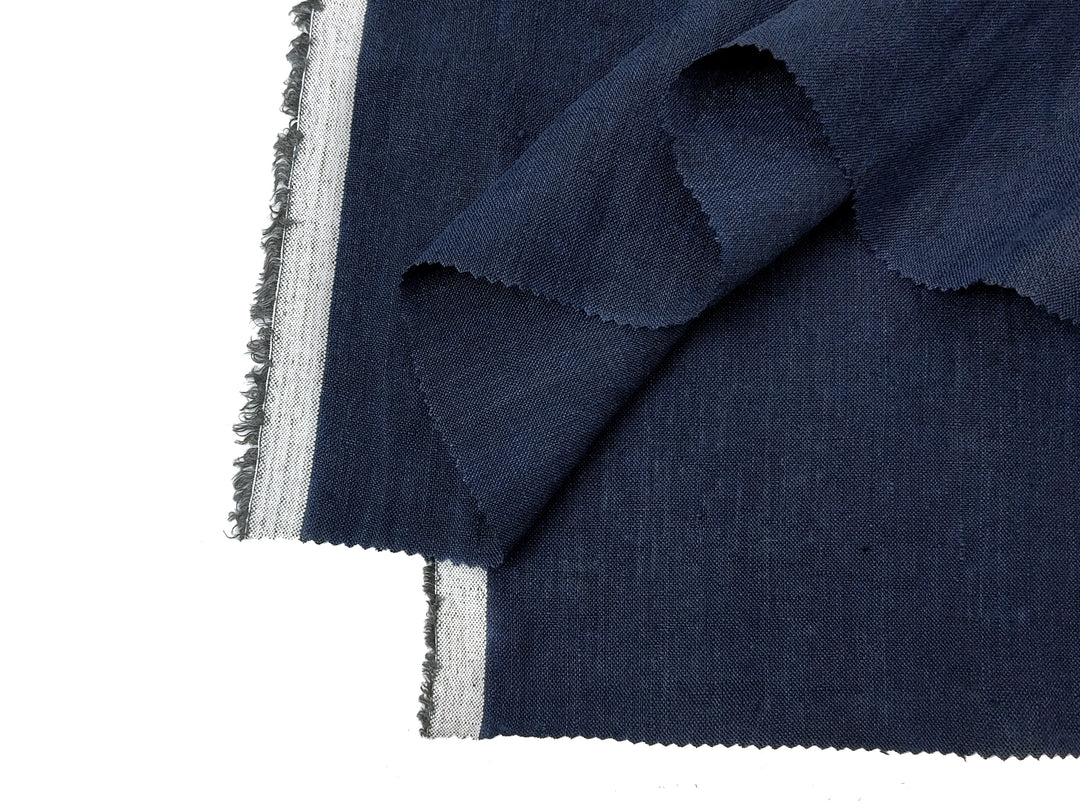 Delave Vintage Dyed 100% Linen Fabric – Medium to Heavyweight, Soft Finish Navy(dark) 7957