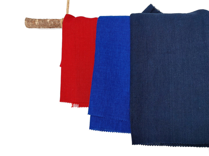 Delave Vintage Dyed 100% Linen Fabric – Medium to Heavyweight, Soft Finish  Blue(melange) 7054