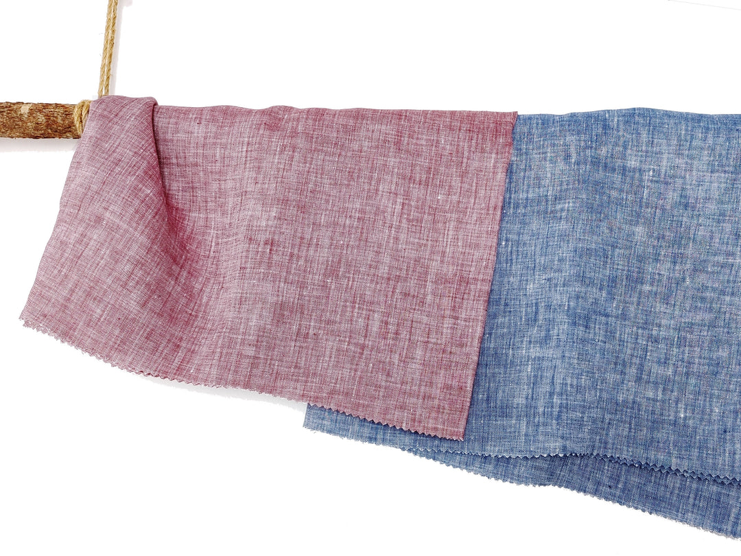 100% Linen Chambray Fabric – Soft Pre-Washed Lightweight 4918 4134 4135
