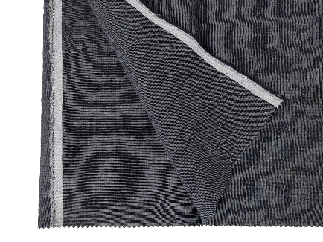 Dark Grey Subtle Chambray Linen Cotton Fabric – Soft & Pre-Washed 8111 8303