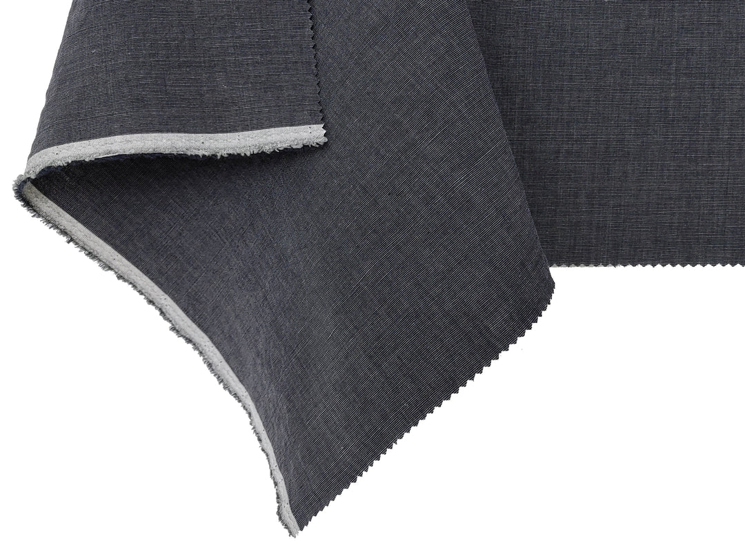 Dark Grey Subtle Chambray Linen Cotton Fabric – Soft & Pre-Washed 8111 8303