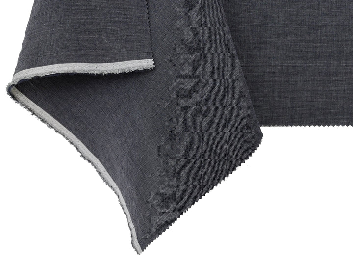 Dark Grey Subtle Chambray Linen Cotton Fabric – Soft & Pre-Washed 8111 8303