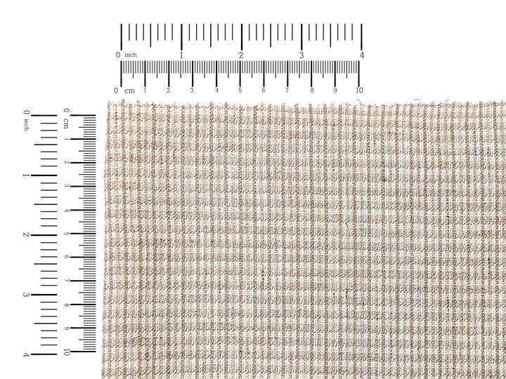 Beige Linen Cotton Nylon Spandex Fabric with Unique Dobby Weave - Soft and Elastic 8012