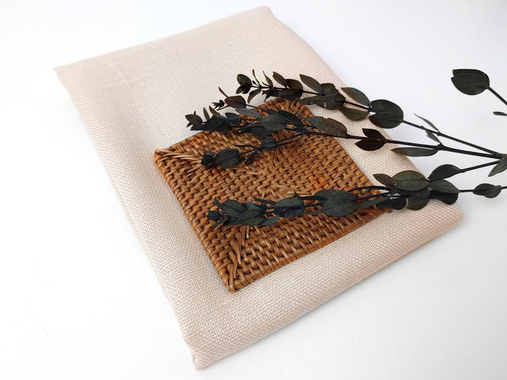 Linen Rayon Blend Fabric in Beige with Dobby Weave – Soft, Crisp, Medium Weight 1159