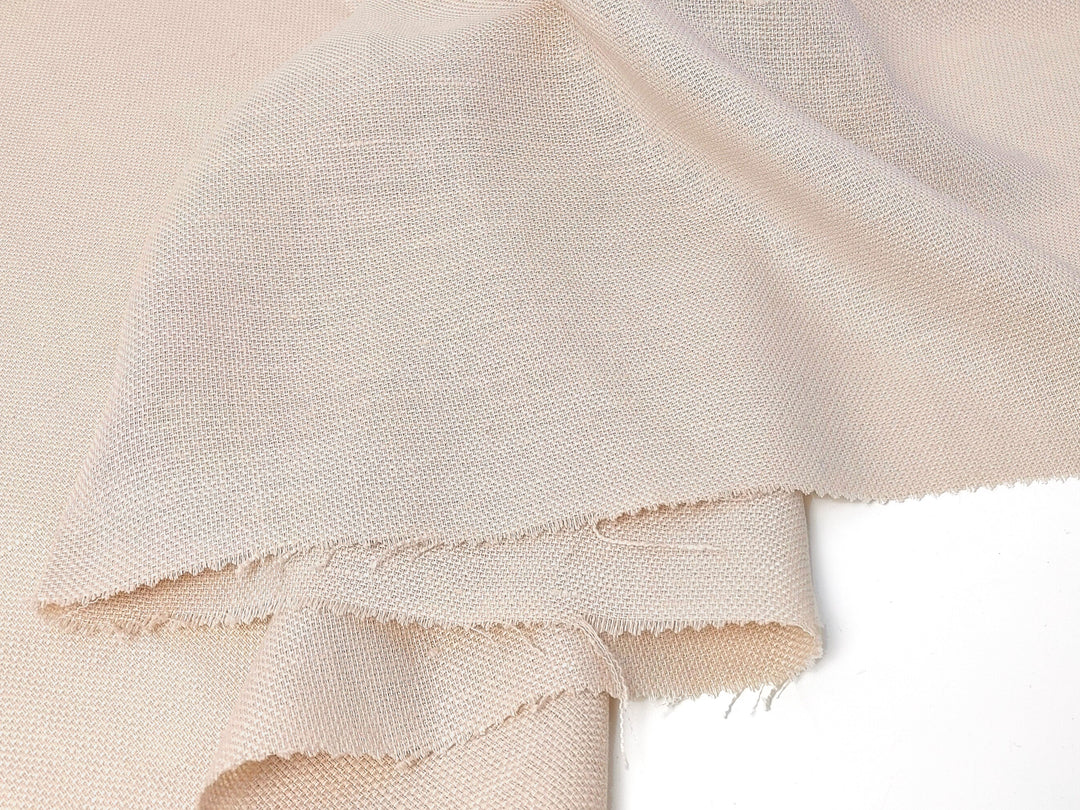 Linen Rayon Blend Fabric in Beige with Dobby Weave – Soft, Crisp, Medium Weight 1159