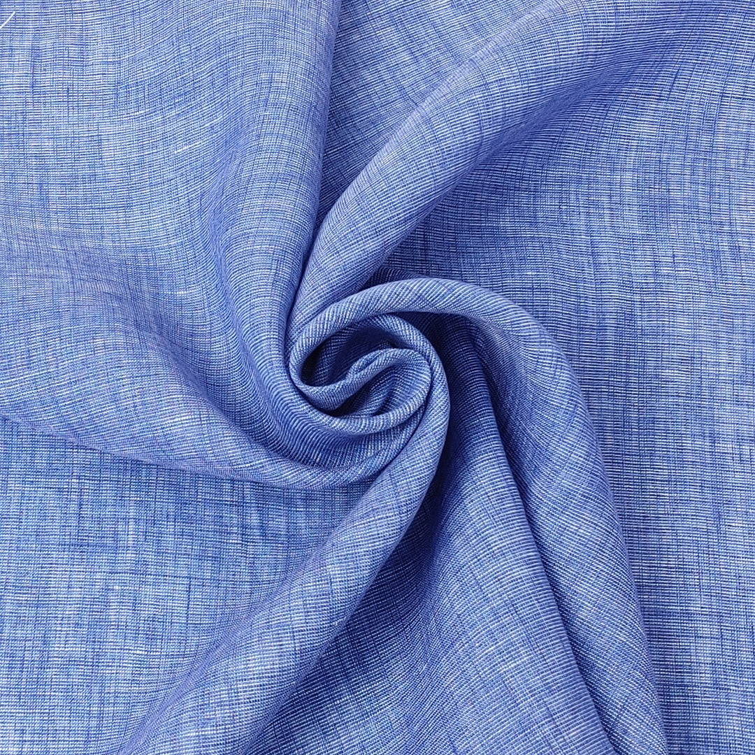 100% Linen Dot Chambray Fabric - Soft Blue & Grey, Fine 21s Yarn 4610 4611