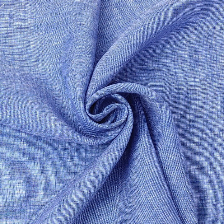 100% Linen Dot Chambray Fabric - Soft Blue & Grey, Fine 21s Yarn 4610 4611