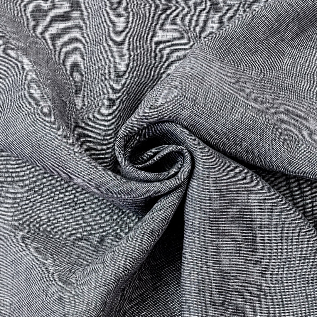 100% Linen Dot Chambray Fabric - Soft Blue & Grey, Fine 21s Yarn 4610 4611